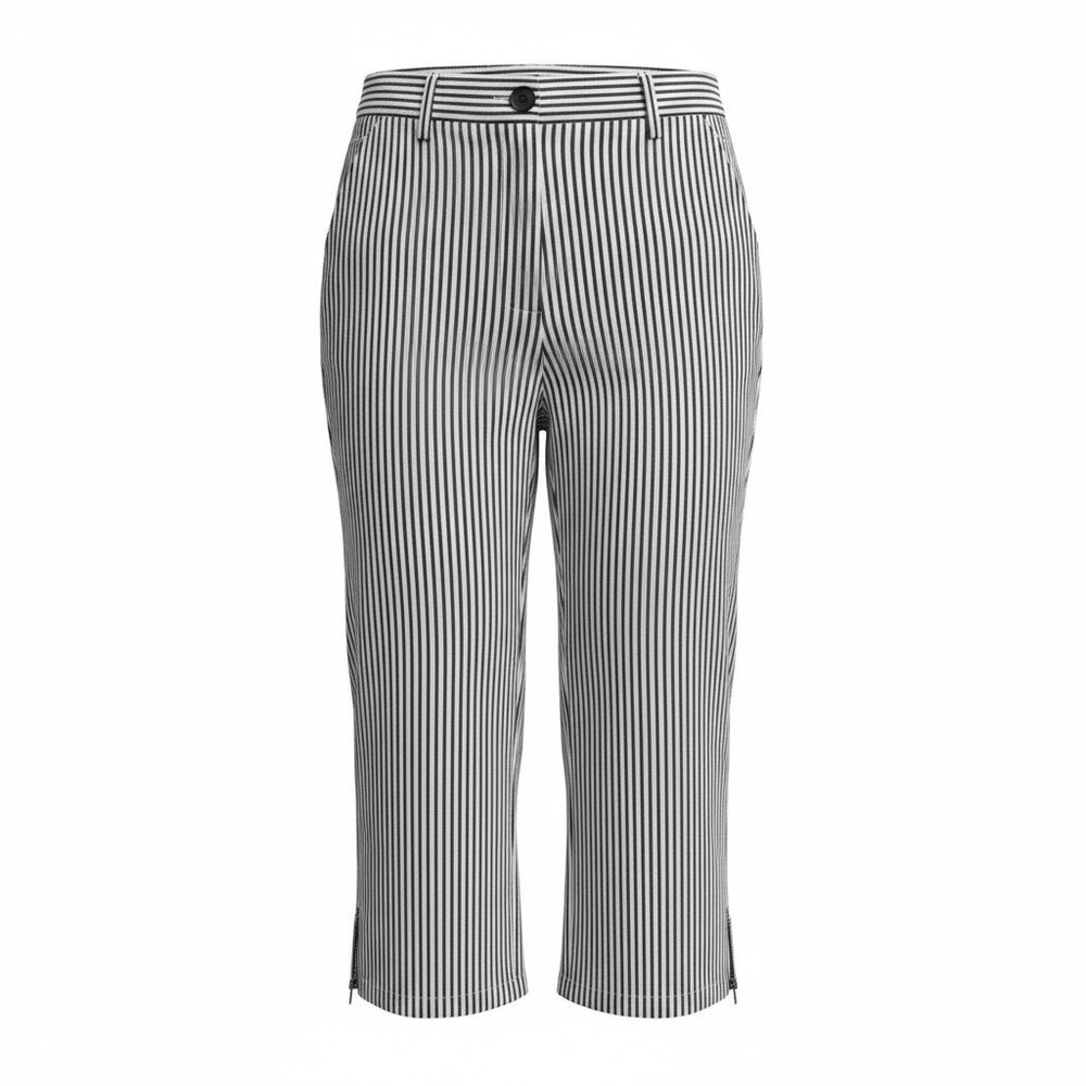 Karen Scott - Women's - Woven Navy White Striped Capri Pants 14 (35x20.5) - GOOD